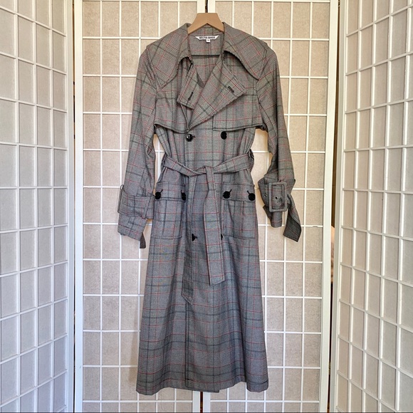 Walter Baker plaid print trench coat - Picture 2 of 6